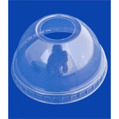 Крышка прозрачная купол ПЭТ Pet VEGGO (вегго) с отверстием д. 95  (8упх100шт)  (800 шт) НФ-00001193