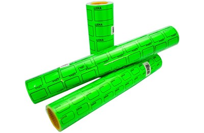 Ценник с/к Бабина (Цена) Эконом 20*30 мм 10 шт зеленый 100 рул в кор 14528