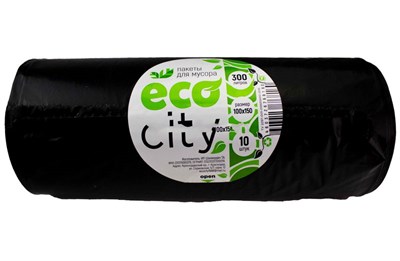 Пакет мусорный  300лит 10шт  (черный втор) 75мкм 150см х 100см (12 рул) Т 9321