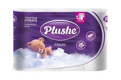 Туалетная бумага PLUSHE Classic 2-х сл. 18м (12рул)   (12уп) классик 18248