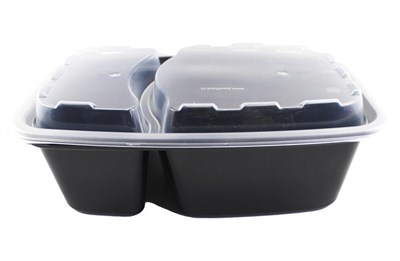 Контейнер.1000 мл 212х148х73 двухсекционный с крышкой чёрный (Покров) 150 шт/кор 17920