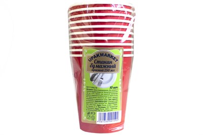 Миксы Стакан 250мл (бум) Красный 10 шт (60шт/кор) 14568