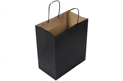 Пакет крафт с крученой ручкой б/п 260х150х350 Черный 70гр (250шт) Тек-Пак 18480