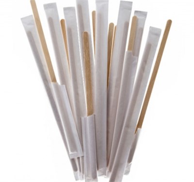 Размешиватель 14 см ДЕРЕВО в индивидуальной бумажной упаковке КонтинентПак 250 в упак./20 шт в кор НФ-00015107