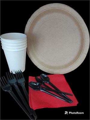 Набор бумажной одноразовой посуды КОФЕЙНЫЙ БУМАЖ на 5 персон (1/50) арт.010 АРЧ НФ-00015437