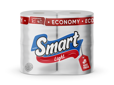 Туалетная бумага PaperSmart Light 2сл 4рул, 12 в тр.уп., белый цв. НФ-00016858