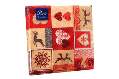 НГ Салфетки 33х33 3-х сл. (PERO Prestige) 20 л/12шт "СЧАСТЬЕ" 20787