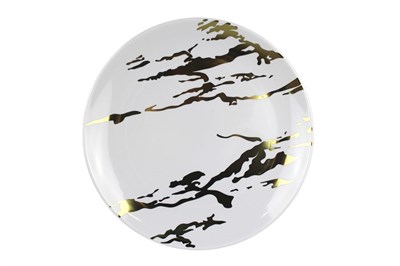 Тарелка  д 230 с каемочкой МРАМОР золото  36уп*6шт (216шт) 21207