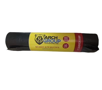 Пакет мусорный ARCH GROUP(АРЧ ГРУПП) 60 л 10 шт 23 мкм с завязками 1/30 НФ-00018513