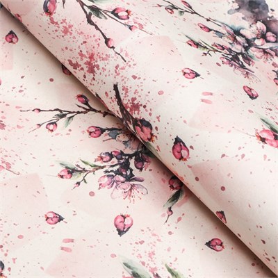 Бумага упаковочная, крафт белый "Сакура", 70х100 см 9670302 НФ-00021101