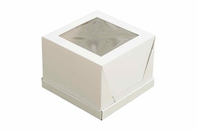 Короб картонный д/тортов с окном  240х240х220 CUBE BOX белый (50шт) 23987