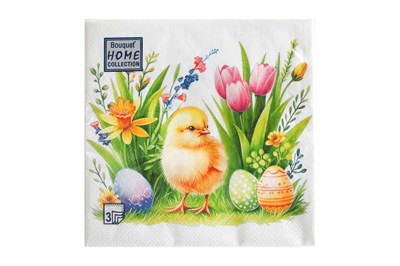 Пасха Салфетки 33х33 3 - слойн. Art Bouquet 20 шт  (12 уп) Веселый цыпленок НФ-00022431
