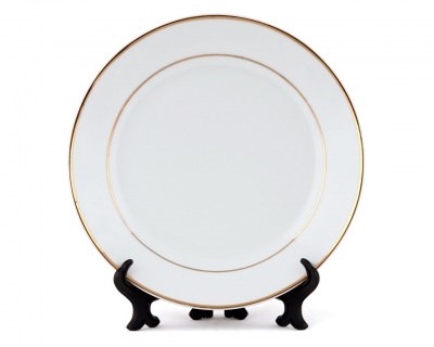 Тарелка  д 230 с каемочкой БЕЛАЯ золото  36уп*6шт (216шт) 24555