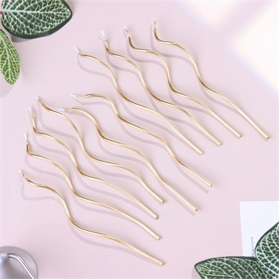 Свечи для торта витые «Серпантин», 10 шт., коктейльные, золотые, 15 см НФ-00024144