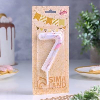 Свеча в торт «Белый мрамор», цифра 7, ГИГАНТ, 9 см НФ-00024168