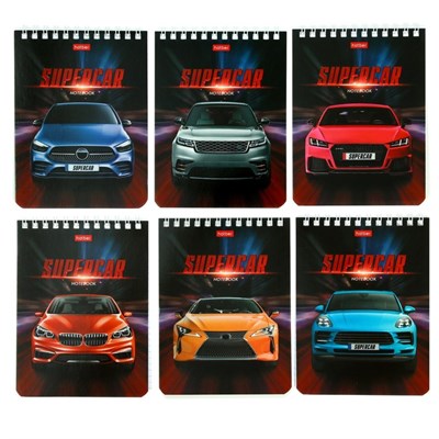 Блокнот  А6  АЛЬТ 40л. скрепка "Машины" картон. обл., вертик. открывание, 3 вида НФ-00024922