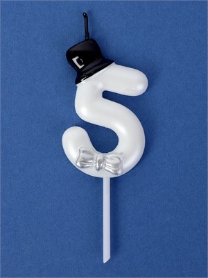 Свеча для торта «Джентельмен», цифра 5, белая НФ-00025190