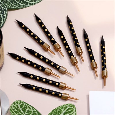 Свечи в торт «Золотая горошина», 6 см, 10 шт., чёрные НФ-00025250