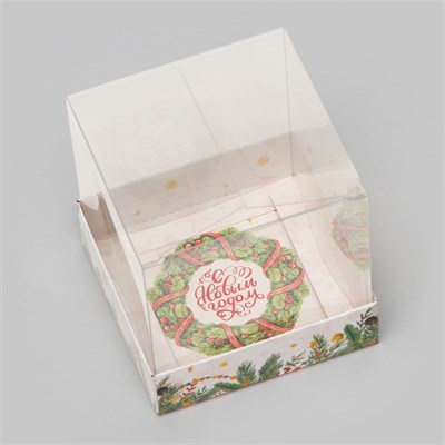 Коробка для кондитерских изделий, новогодняя упаковка «С Новым годом», 10×10×10 см НФ-00025597