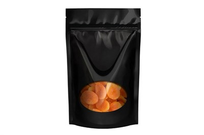 Пакет бумажный дой-пак ЧЕРНЫЙ 220х300 (55+55) (200шт) с овальным окном   22303