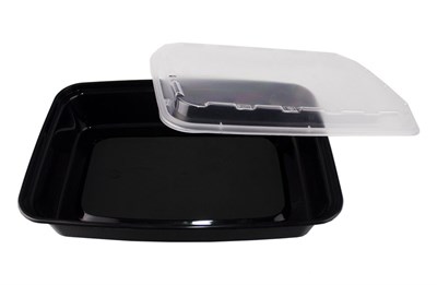 Контейнер.0,83л 207х140х40 односекционный с крышкой чёрный ПП ВЗЛП 150 шт/кор 13295