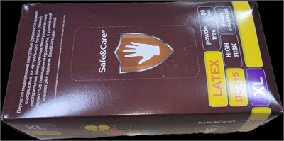 Перчатки ЛАТЕКСНЫЕ голубые СВЕРХПРОЧНЫЕ Safe&Care XL 25 пар (DL 215/216) ДД НФ-00019541