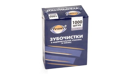 Зубочистки в индивид. ПОЛИЭТИЛ. упаковке (1000шт) АВИОРА ПЭ в карт. кор. (30уп) 8960
