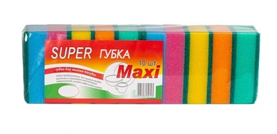 ГУБКА СУПЕР 10 шт в одном блистере / 16 в кор НФ-00001387