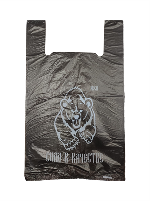 Пакет майка БЗП Медведь ЧЕРНЫЙ 28*50 5 гр /80 уп х 50 шт/  (+/- 10шт) (4000) НФ-00002749