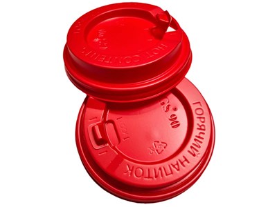 Крышка для  стак. АгроЭкоДом д 90 мм (0,300/0,350 л) красная (10уп *100) (1000шт кор.)с откидным пит НФ-00001722