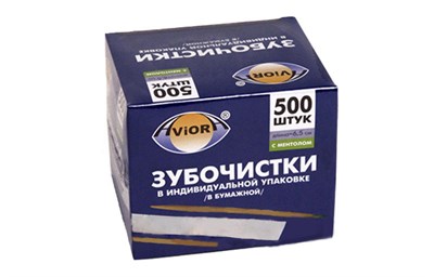 Зубочистки в индивид. БУМАЖНОЙ упаковке с ментолом (500 шт) АВИОРА  (1/50уп) 8963