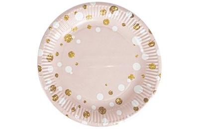 Бум тарелка Папирус д.230мм Горох розовый /10уп * 50шт/ (500шт) 16266