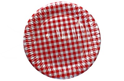 Бум тарелка Папирус д.230мм Клетка красная (500шт) 17368