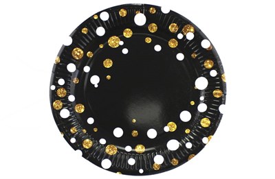 Бум тарелка Папирус д.230мм Горох черный /10уп * 50шт/ (500шт) 17915