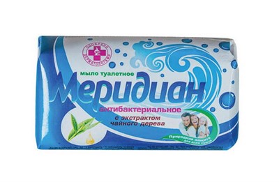 Мыло туалетное фасов. 100гр Антибакт. с чайн деревом в индив. упак (66шт/кор) Меридиан 9812
