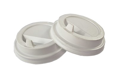 Крышка для стак. Каштан  д.90мм (0,350/0,400л) белая (20уп х100шт)  (2000шт) с откидным пит. 13742