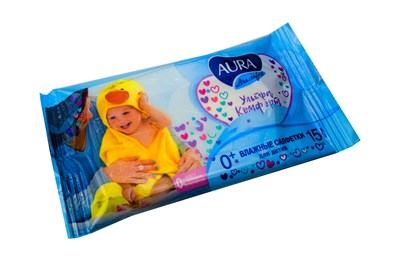 Салфетки влажные АУРА Ультра комфорт (15шт) для детей (110уп) НФ-00012377
