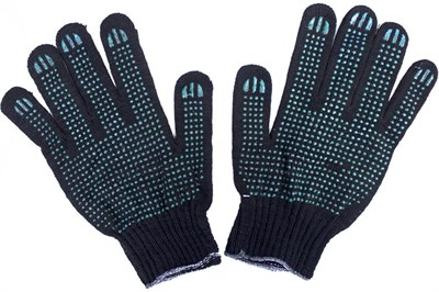 Перчатки ХБ 4-ти нит. с ПВХ точка 10 класс черные (500пар) ЛТ 19555