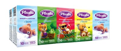 Платочки бумажные Plushe Classic Standart (плюше стандарт) 2-слойные 10лист, (28упx10шт) 280 шт ЮГ НФ-00015383
