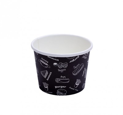 Контейнер бумажный Комплимент Блэк d=98/h=74 300 мл 25/300 НФ-00017074