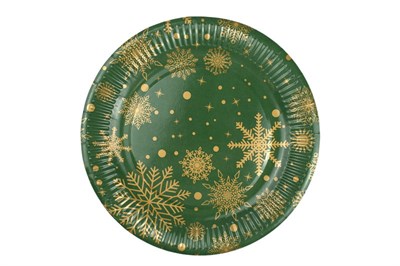 НГ Бум тарелка Папирус д.230мм Зима зеленая/золото /10уп * 50шт/ (500шт) 20875