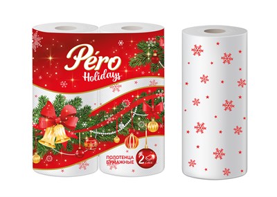 Полотенца бумажные Pero Holidays Новый Год  2сл 2рул,12в упаковке  НФ-00017371