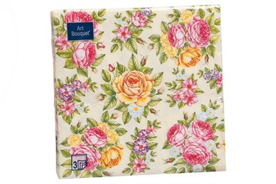 Салфетки 33х33 3 - слойн. Art Bouquet 20 шт (12 уп) Поле роз 21995
