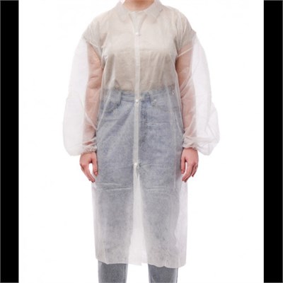 СИЗ Халат (спанбонд) XXL белый на кнопках/рукав на резинке 1/10/100 уп (ЦЕНА за 1 шт) НФ-00019437