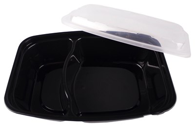 Контейнер.0,83л 211х146х51 двухсекционный с крышкой черный (Покров) (1262Ч) 150 шт/кор ВЗЛП НФ-00023037