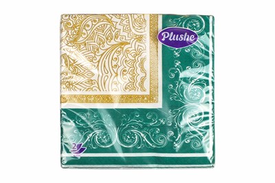 Салфетки 33х33 2-слойн. (PLUSHE Premium Decor) 20л/32уп "Зеленый" ЮГ НФ-00023381