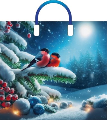 Пакет ПЭ с пластмассовыми ручками 38х34+3см (90) (Снегири в лесу) Глянц Артпласт (х10/150) ВИЛСОН НГ НФ-00025378