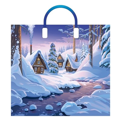 Пакет ПЭ с пластмассовыми ручками 38х34+3см (90) (Зимняя деревня) Артпласт (х10/150) ВИЛСОН НГ НФ-00025379
