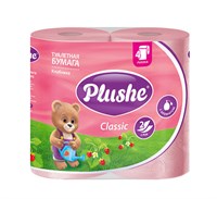 Туалетная бумага PLUSHE плюше Classic 2-х сл. 18м (4рул) Клубника пастель (12уп) НФ-00018277