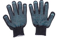 Перчатки ХБ 6-ти нит. с ПВХ точка 10 класс черные  (300пар) ЛТ 19380